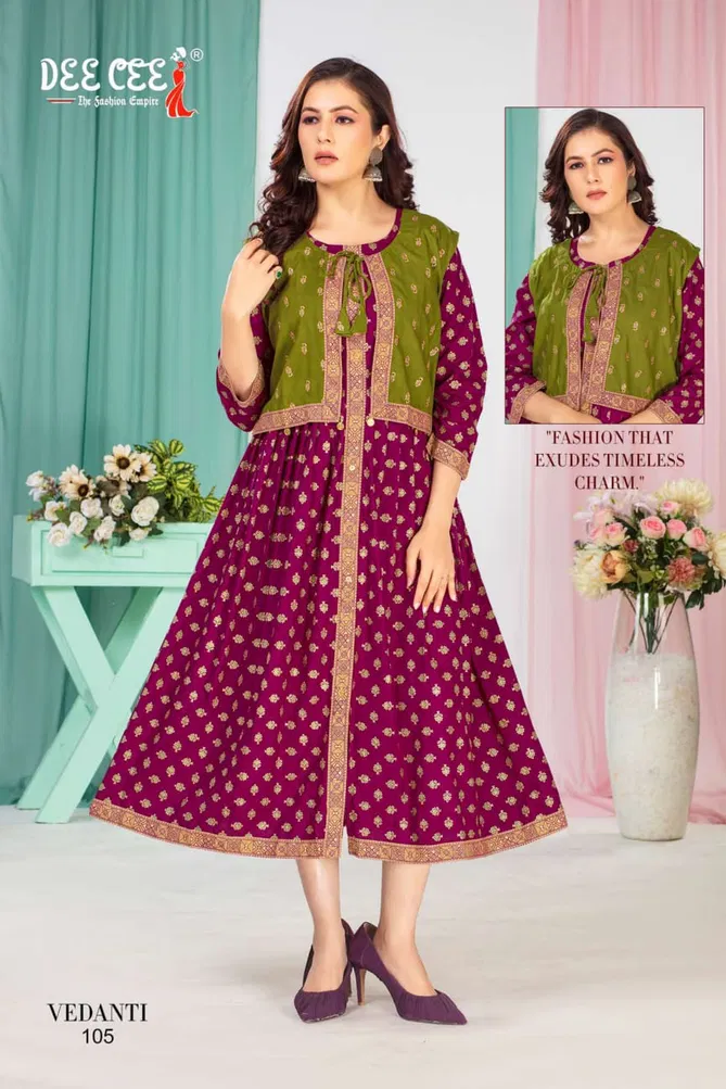 Vedanti By Deecee Beautiful Rayon Anrakali Kurtis Wholesale Market In Surat